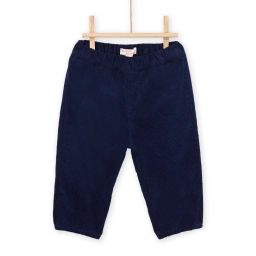 Pantalon Bleu Marine En Velours Cotelé
