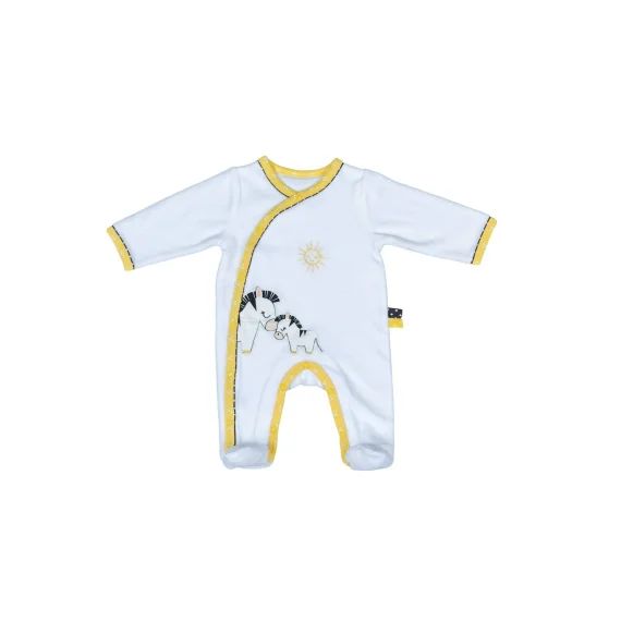 Pyjama Bébé À Manches Longues En Velours Blanc/jaune