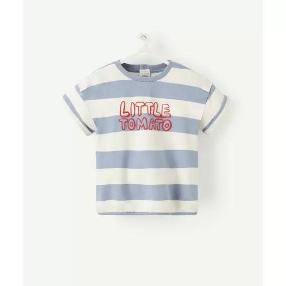 Sweat bébé garçon en fibres recyclées et à rayures avec message –  – Soldes