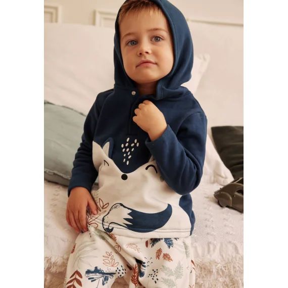 Ensemble Bébé Sweat-shirt Et Pantalon En Molleton Bivouac Bleu