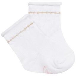 Chaussettes à rayure dorée Fille Blanc