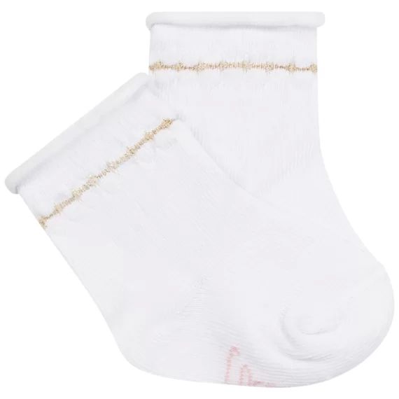 Chaussettes à rayure dorée Fille Blanc
