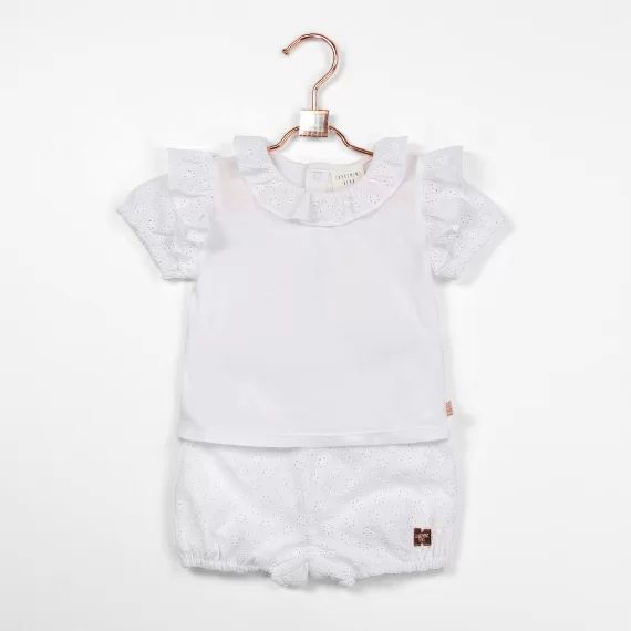 Short en broderie anglaise Fille Blanc