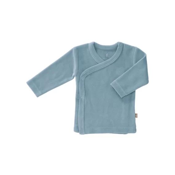 Cardigan en velours bio Blue fog (3-6 mois : 60 à 67 cm)
