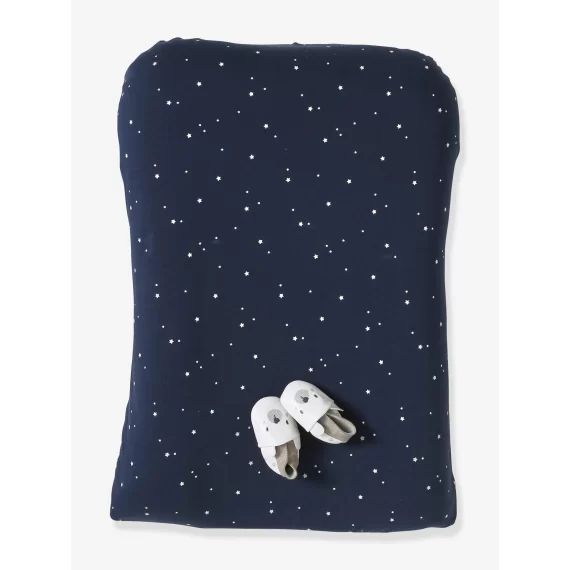Housse de matelas à langer en coton marine étoiles
