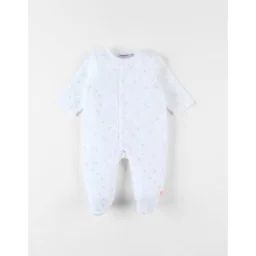 Pyjama 1 pièce imprimé oiseaux en velours blanc