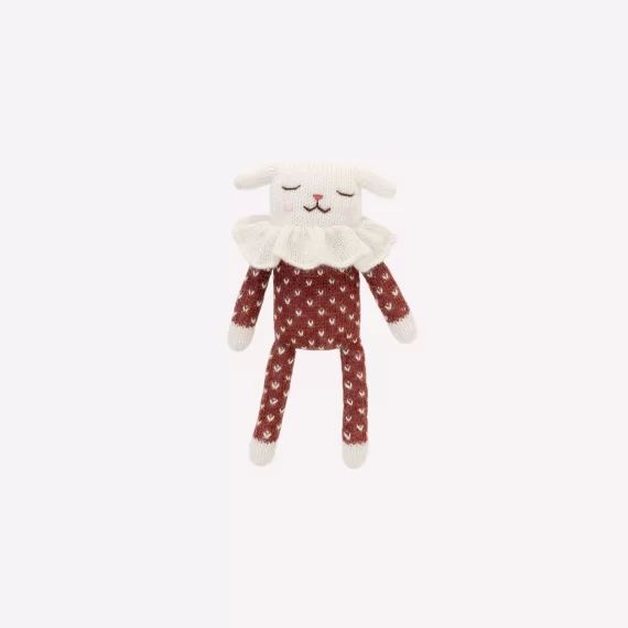 Doudou agneau pyjama sienne à pois