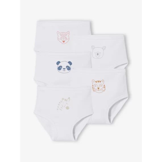 Lot de 5 culottes bébé pur coton spécial couches BASICS lot blanc