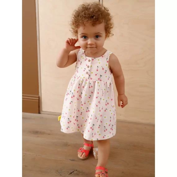 Robe bébé sans manches rose clair imprimé