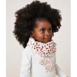 Snood bébé fille en coton bio et imprimé fleuri rouge