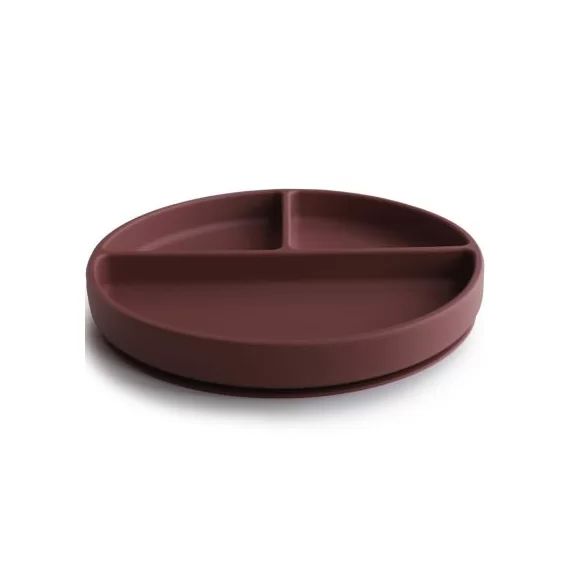 Assiette à compartiments en silicone avec ventouse Woodchuk