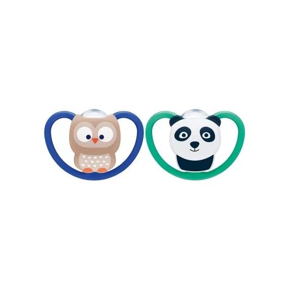Lot de 2 sucettes physiologiques Space panda et hibou (6-18 mois)