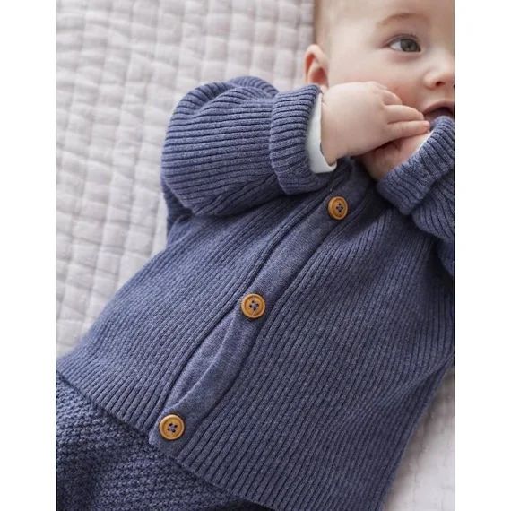 Cardigan en tricot boutonné bleu
