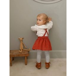 Ensemble blouse en plumetis et jupe en velours bébé ivoire