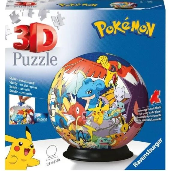 Puzzle 3d Ball Pokémon 72 Pièces – Ravensburger – Puzzle Enfant 3d Sans Colle – Dès 6 Ans Jaune