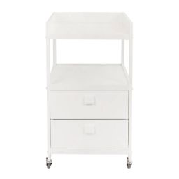 Table à langer à roulettes avec 2 tiroirs Blanc