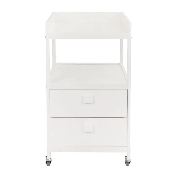Table à langer à roulettes avec 2 tiroirs Blanc