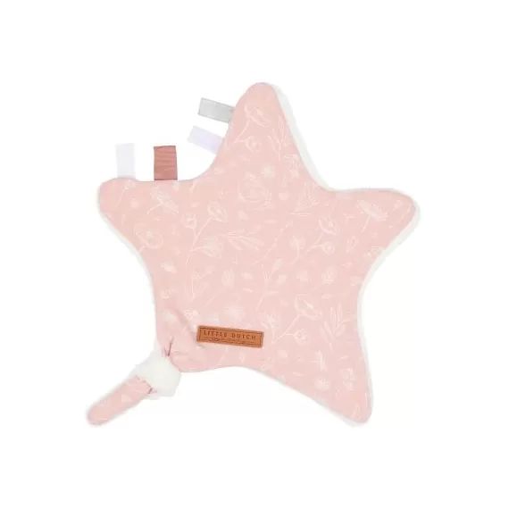 Doudou attache sucette étoile Wild Flowers pink