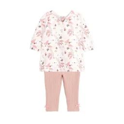 Ensemble Robe En Molleton Et Legging Bébé Fille Alysse Rose