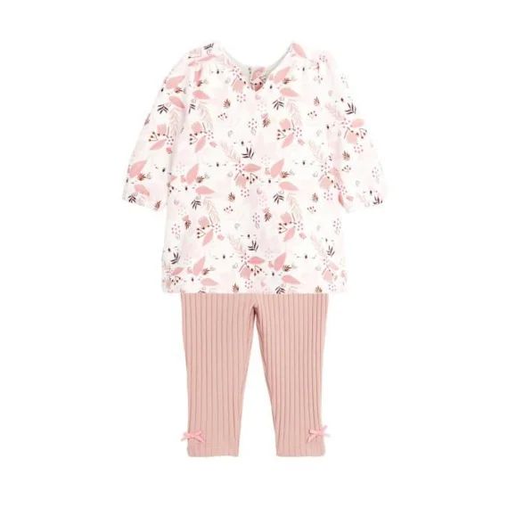 Ensemble Robe En Molleton Et Legging Bébé Fille Alysse Rose
