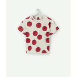 T-shirt bébé garçon en coton bio écru imprimé tomates –  – Soldes