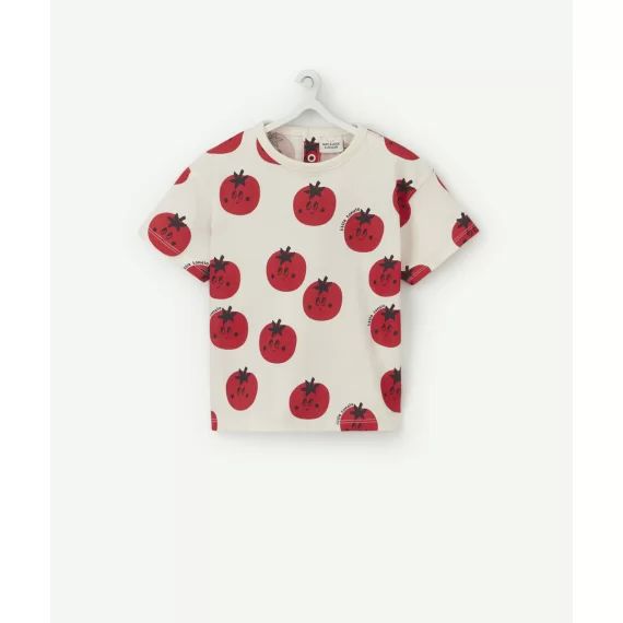 T-shirt bébé garçon en coton bio écru imprimé tomates –  – Soldes