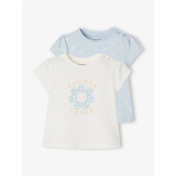 Lot de 2 t-shirts Basics bébé manches courtes bleu ciel