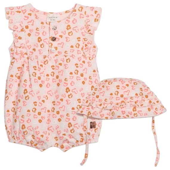 Combinaison-short et chapeau Fille Rose