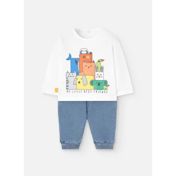 Ensemble T-shirt À Manches Longues Et Pantalon Blanc