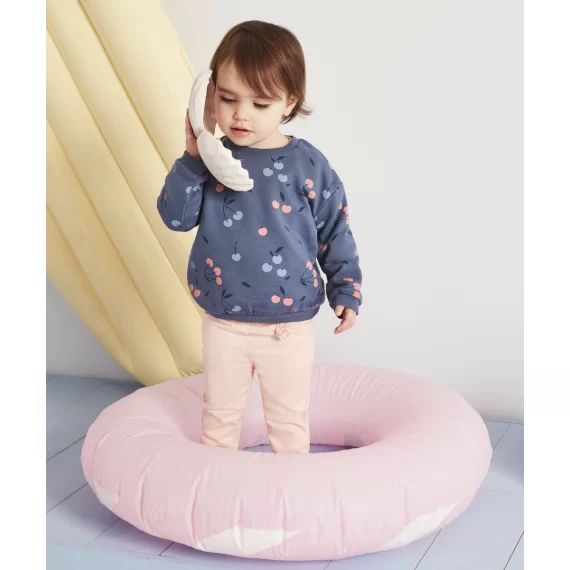 Sweat bébé fille en fibres recyclées bleu imprimé cerise –  – Soldes