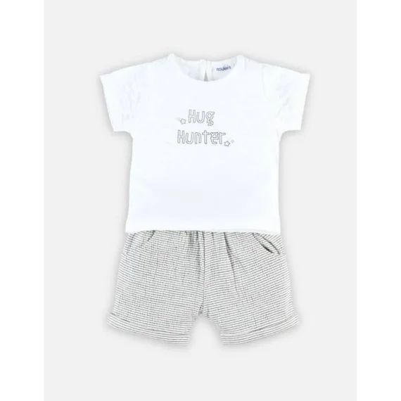 Set t-shirt et short rayé en coton bleu