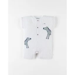 Combishort Bi-matière Rayée Zèbre Ecru