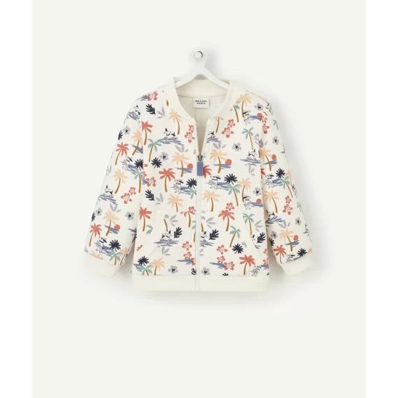 Gilet zippé bébé garçon écru et imprimé palmiers –  – Soldes