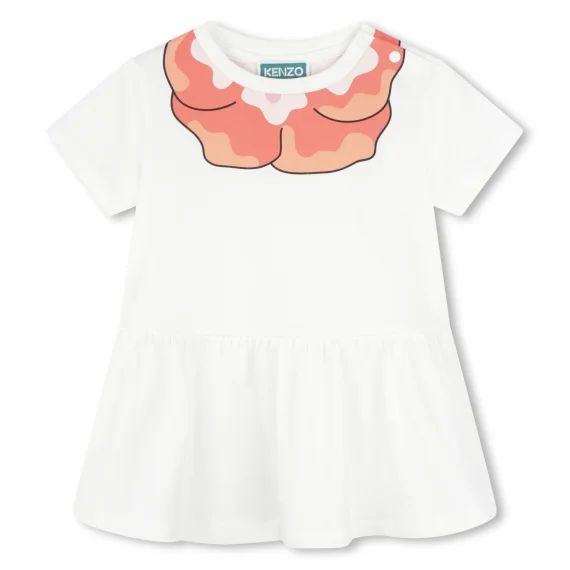 Robe manches courtes en coton Fille Blanc