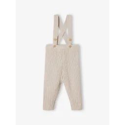 Legging à bretelles en tricot bébé beige chiné
