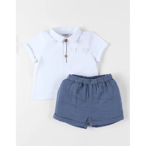Set Polo Avec Short Coton Blanc