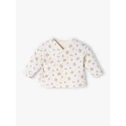 Cardigan croisé forme brassière bébé matelassé beige imprimé