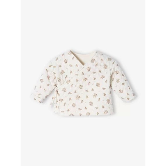 Cardigan croisé forme brassière bébé matelassé beige imprimé