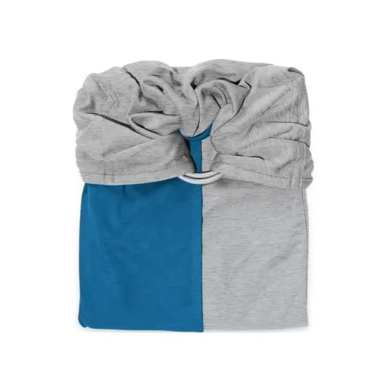 Petite écharpe Sling sans noeud bleu canard et gris chiné