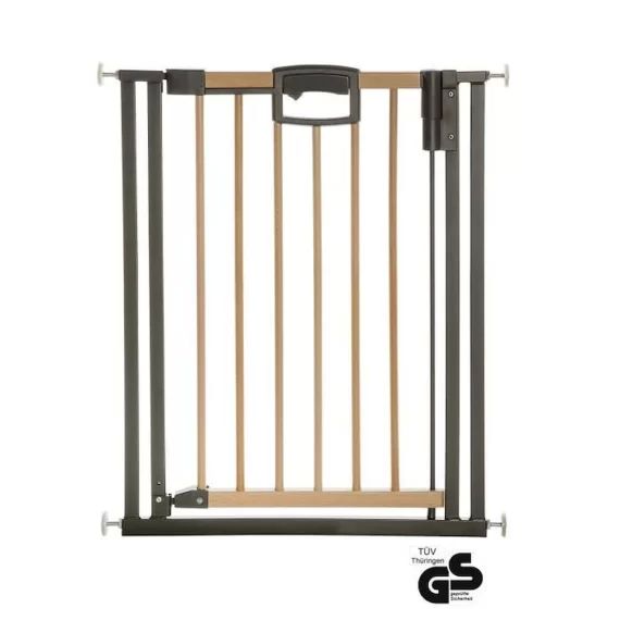 Barrière de porte et d&rsquo;escalier Easylock Wood Plus 80,5 cm – 88,5 cm Natur-Anthrazit noir
