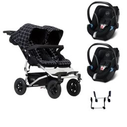 Poussette Double Mountain Buggy Duet V3.2 – Grid + 2 Coques Cybex Aton 5