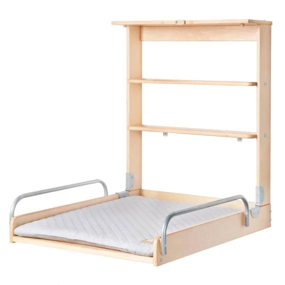 Table À Langer Murale Pliante + Matelas À Langer Déperlant Roba Style Bois Naturel / Gris Argenté