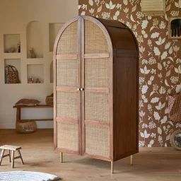 Armoire Enfant En Bois D’orme Et Rotin Lisbeth Marron