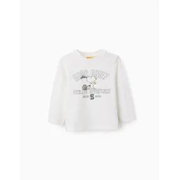 T-shirt À Manches Longues En Coton Snoopy Blanc