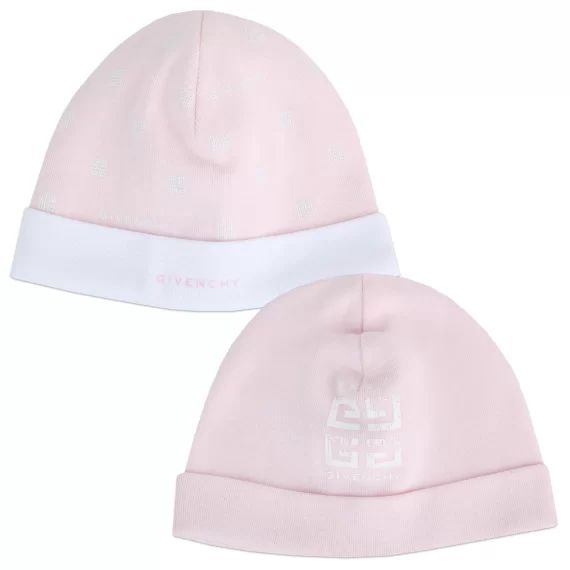 Lot de deux bonnets en coton UNISEXE Rose