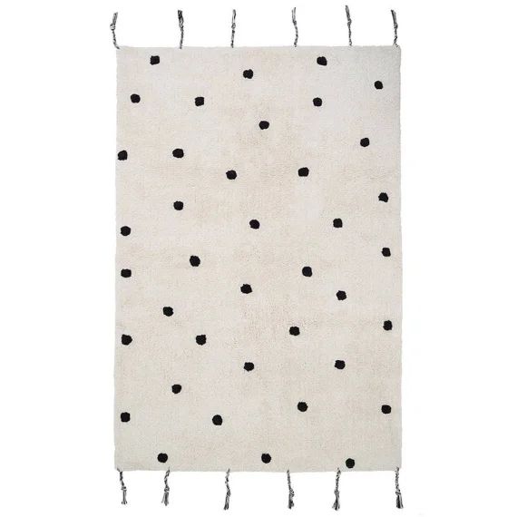 Tapis Chambre Enfant Coton Lavable À Pois Nümi Black