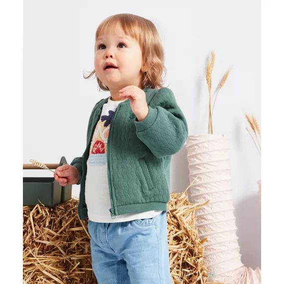 Gilet bébé fille vert cyan rembourré avec détails –  – Soldes