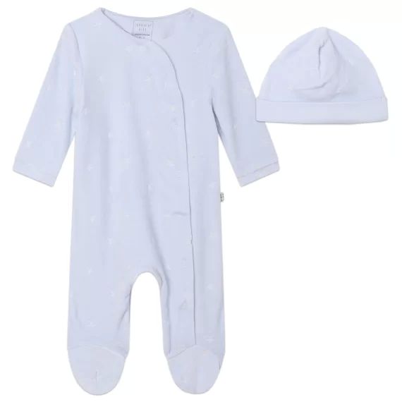 Pyjama et bonnet en velours Garçon Bleu