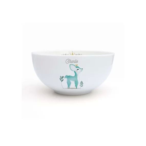 Bol en porcelaine Faon bleu (personnalisable)