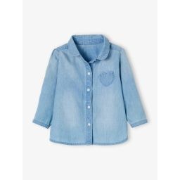 Chemise en jean délavé bébé fille personnalisable denim bleached